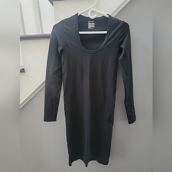HELMUT LANG Scoop Neck Bodycon Dress Black Long-Sleeve XS/S - Picture 2 of 4
